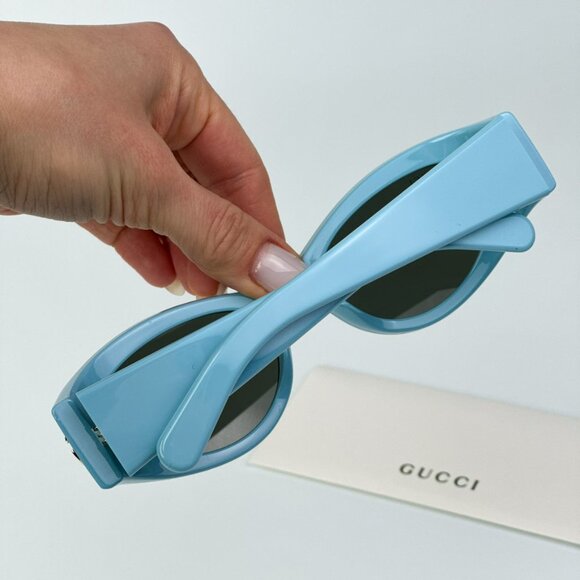 Gucci GG1401S 004 BRAND NEW Sunglasses Light Blue Grey Women Cat Eye main image 11